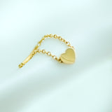 14K Solid Yellow Gold Heart Chain Ring
