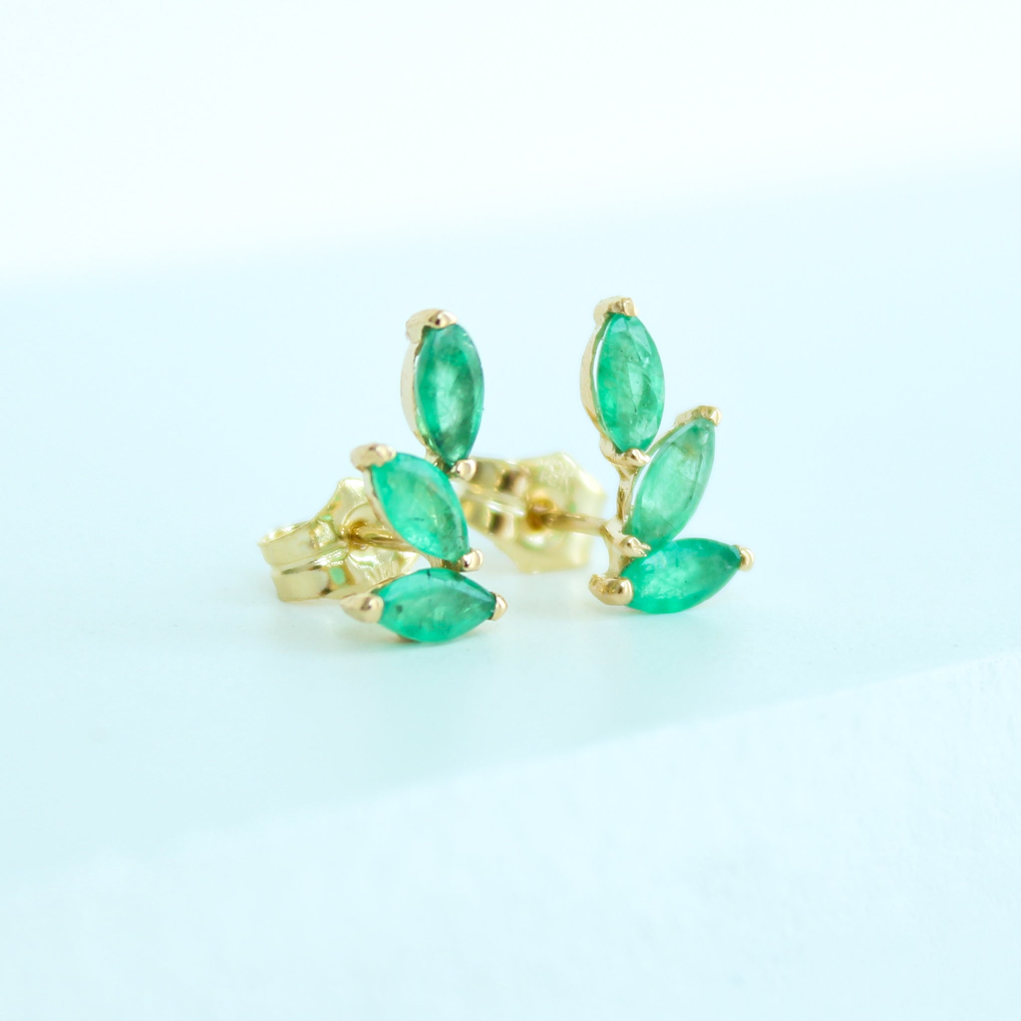 18K Solid Yellow Gold  Precious Stones Crawler Earrings