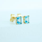 18K Solid Yellow Gold Semi Stones Earrings