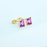 18K Solid Yellow Gold Semi Stones Earrings