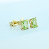 18K Solid Yellow Gold Semi Stones Earrings
