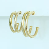 14K Solid Yellow Gold Chunky Semi Tube Hoops