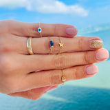 14K Solid Yellow Gold Heart Chain Ring