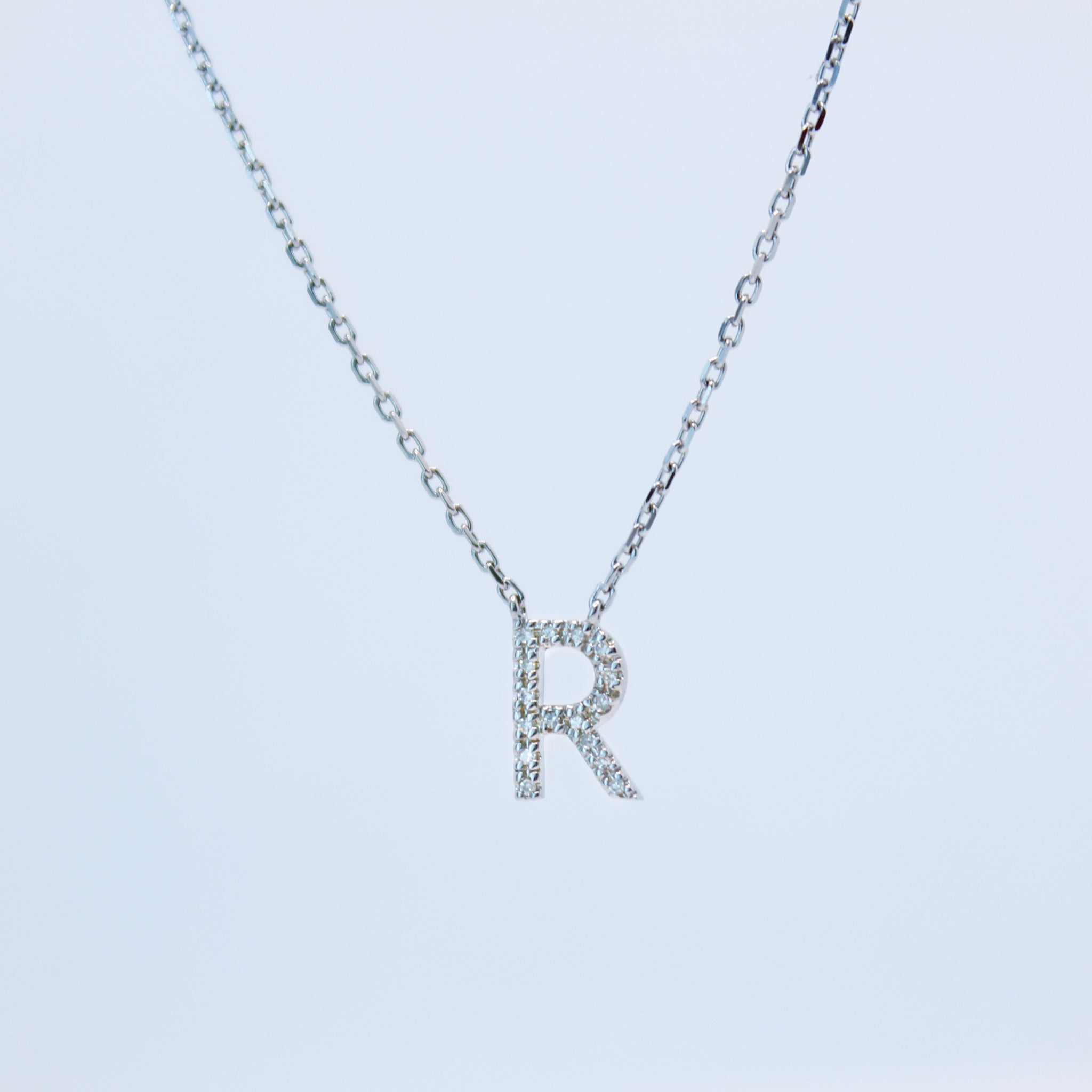 925 Sterling Silver Pave Diamonds Initial Neckalce