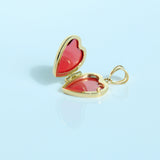 14K Solid Yellow Gold Heart Photo Locket