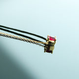 18K Solid Precious Stones Chain/Silk Cord Necklace