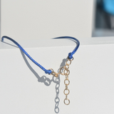14K Solid Yellow Gold Diamond Bezel Leather Cord Bracelet