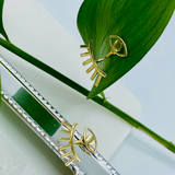 14K Solid Yellow Gold Evil Eye Jacket Earrings