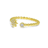 14K Solid Yellow Gold Diamond Starburst Cuff Ring