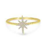 14K Solid Yellow Gold Diamond Starburst Ring