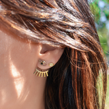 14K Solid Yellow Gold Evil Eye Jacket Earrings