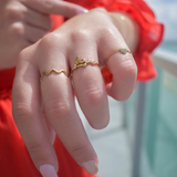 14K Solid Yellow Gold Wavy Minimalist Ring