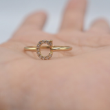 14K Solid Yellow Gold CZ Initial Ring