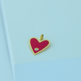 14K Solid Yellow Gold Heart Custom Enamel Pendant with CZ