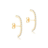 14K Solid Yellow Gold Diamonds Suspender Single Earring