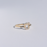 14K Solid Yellow Gold CZ Initial Ring