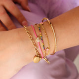 14K Solid Yellow Gold Half Tennis Bracelet and Paperclip Link