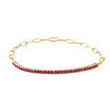 14K Solid Yellow Gold Half Tennis Bracelet and Paperclip Link