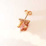 14K Solid Yellow Gold CZ Chandelier Earring