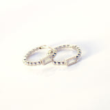 14K Solid White CZ and Beads Huggie Hoops