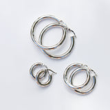 14K Solid White Gold 4mm Tube Hoops Earrings