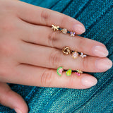 14K Solid Yellow Gold CZ Turtle Earrings