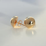 14K Solid Yellow Gold Half Ball Stud Earrings