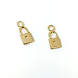 14K Solid Yellow Gold Mini Lock Charm