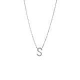 925 Sterling Silver Pave Diamonds Initial Neckalce