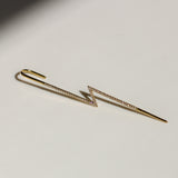14K Solid Yellow Gold Diamond-accented Lightning Bolt Ear Pin