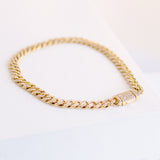 14K Solid Yellow Gold Diamond Cuban Link Bracelet