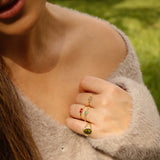 14K Solid Yellow Gold Round Signet Ring