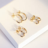 14K Solid Yellow Gold Oval Open Hoops Earrings