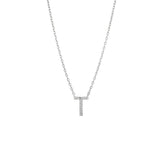 925 Sterling Silver Pave Diamonds Initial Neckalce