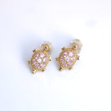 14K Solid Yellow Gold CZ Turtle Earrings
