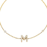 Customizable 14K Solid Yellow Gold Initial Diamond Bracelet