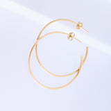 14K Solid Yellow Gold Open Hoops Earrings
