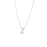 925 Sterling Silver Pave Diamonds Initial Neckalce
