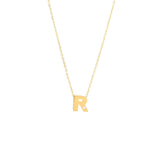 14K Solid Yellow Gold Bulk Initial Necklace with Diamond