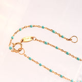 14K Solid Yellow Gold Beads Enamel Necklace