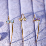 14K Solid Yellow Gold Semi-stones Bangle