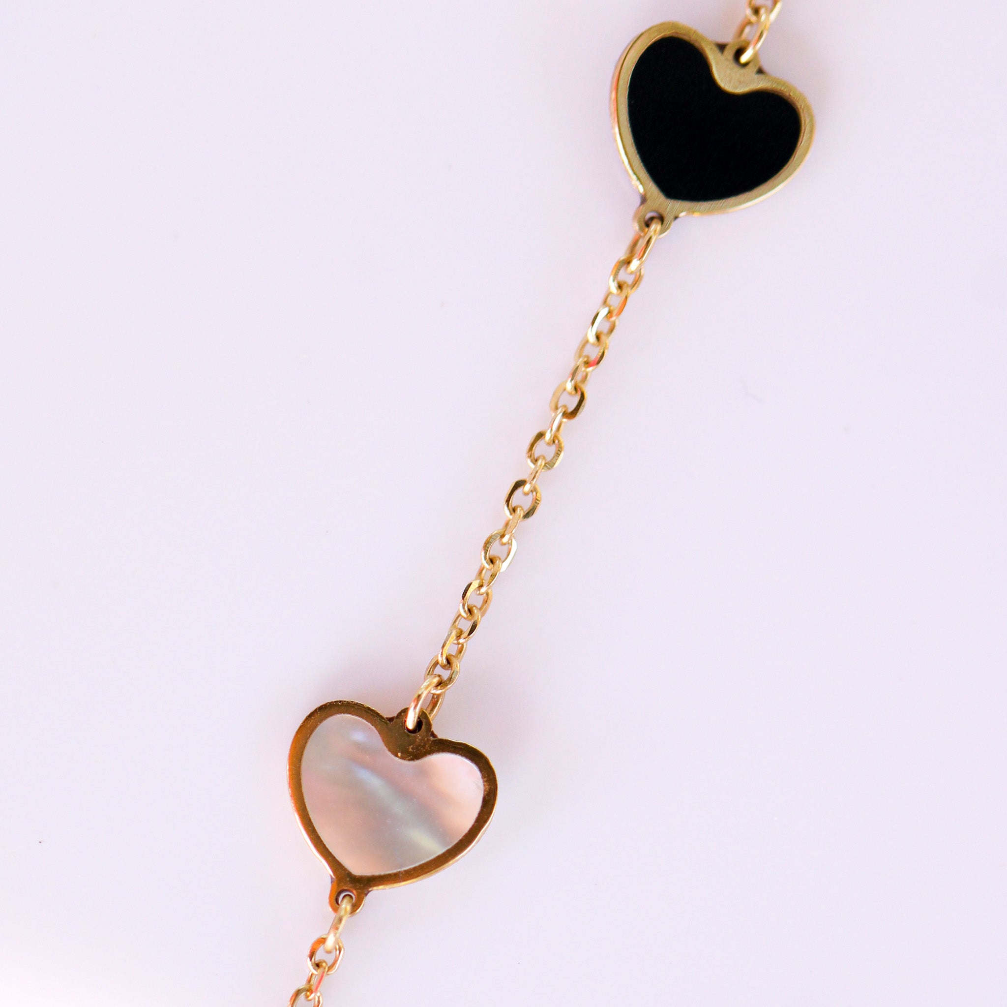 14K Solid Yellow Gold Multiple Hearts Necklace