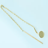 14K Solid Yellow Gold Small Flat Disc Pull Threader Earring