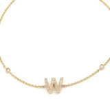 Customizable 14K Solid Yellow Gold Initial Diamond Bracelet