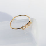 14K Solid Yellow Gold Adjustable Pinky / Midi or Toe Ring with Cubic Zirconias
