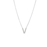 925 Sterling Silver Pave Diamonds Initial Neckalce