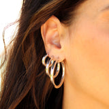 14K Solid White Gold 4mm Tube Hoops Earrings