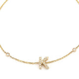Customizable 14K Solid Yellow Gold Initial Diamond Bracelet