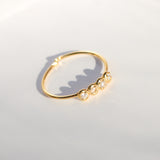 14K Solid Yellow Gold Adjustable Pinky / Midi or Toe Ring with Cubic Zirconias