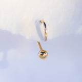 14K Solid Yellow Gold Ball Backward Hoop Earring